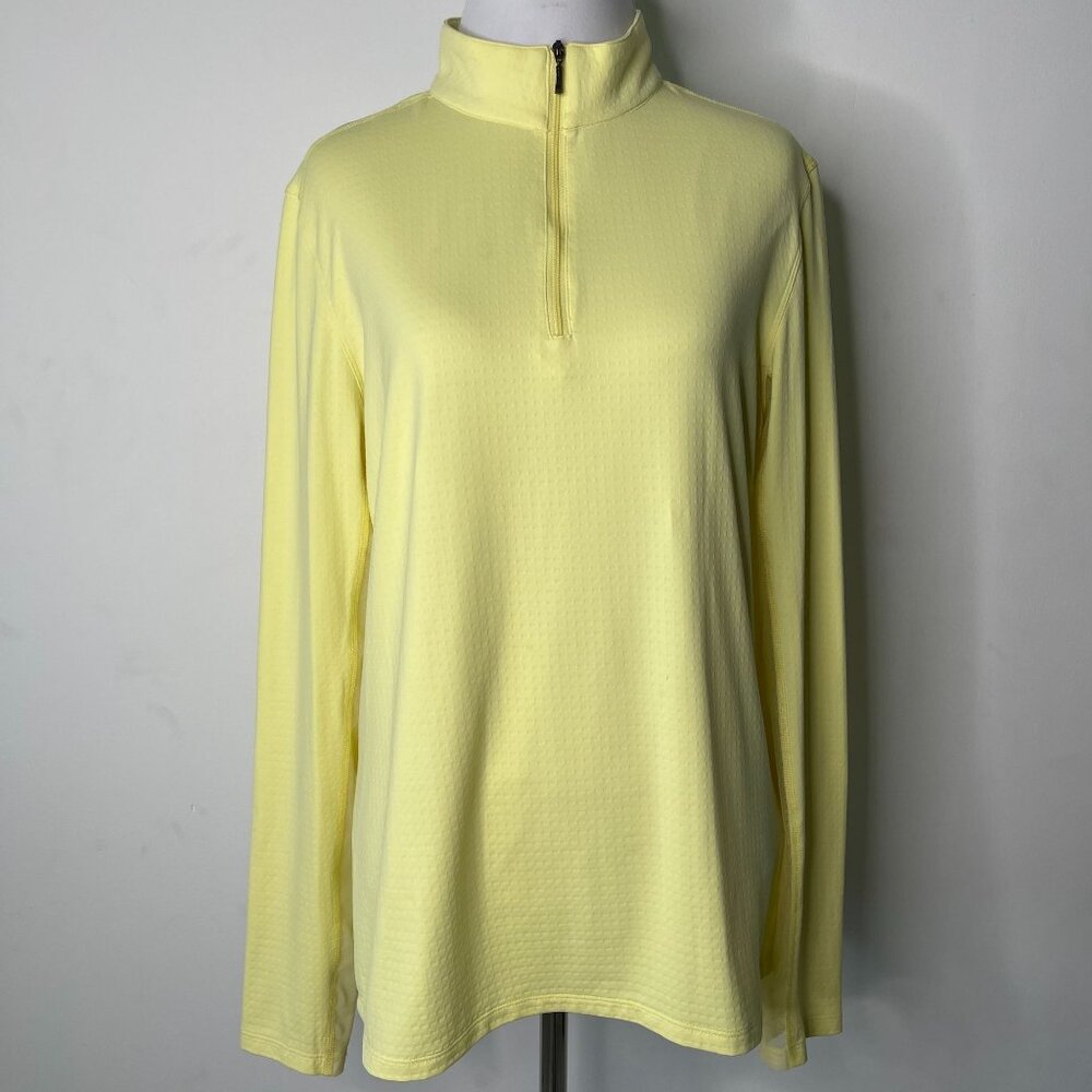 Dover Saddlery Womens Equestrian Horse Riding Light Yellow 1/4 Zip Up Pullover L